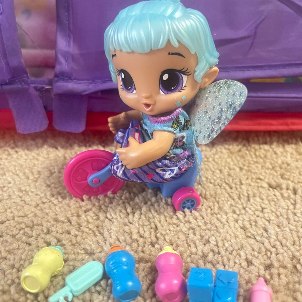 Magical Fairy Doll with Blue Hair and Pink Accessories
